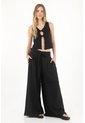 Topmark Pantalón Wide Leg Amplio Negro Para Mujer de topmark