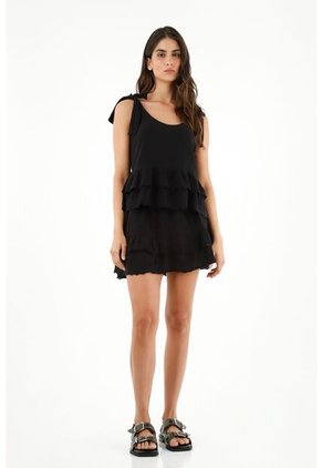 Topmark Camisa Negra De Tiras Con Boleros Para Mujer