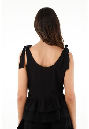 Topmark Camisa Negra De Tiras Con Boleros Para Mujer