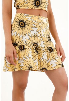 Topmark Falda Corta Con Estampado De Girasoles Y Bolero Para Mujer