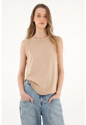 Camiseta Crudo De Manga Sisa Para Mujer