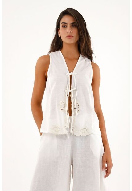 Topmark Chaleco Con Bordado De Flores Para Mujer