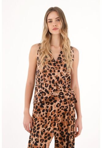 Topmark Chaleco Con Cortes Decorativos De Animal Print Para Mujer topmark