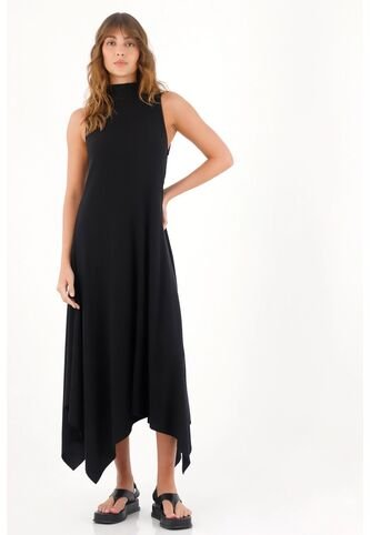 Topmark Vestido Largo En Rib Negro Para Mujer topmark