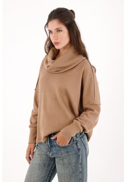 Topmark Buzo Cuello Tortuga Amplio Café Para Mujer