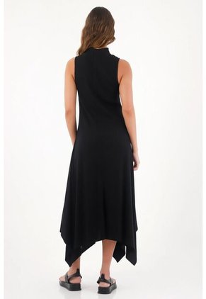 Topmark Vestido Largo En Rib Negro Para Mujer