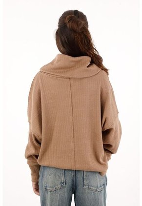 Topmark Buzo Cuello Tortuga Amplio Café Para Mujer