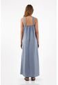 Topmark Vestido Para Mujer De Viscosa Azul Humo Relajado Con Escote Halter Anudado de topmark