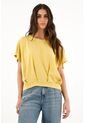 Camiseta Amarilla Cuello Redondo Para Mujer de topmark