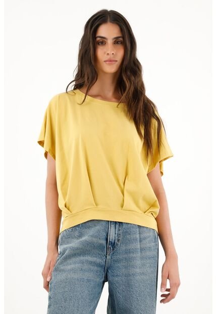 Camiseta Amarilla Cuello Redondo Para Mujer