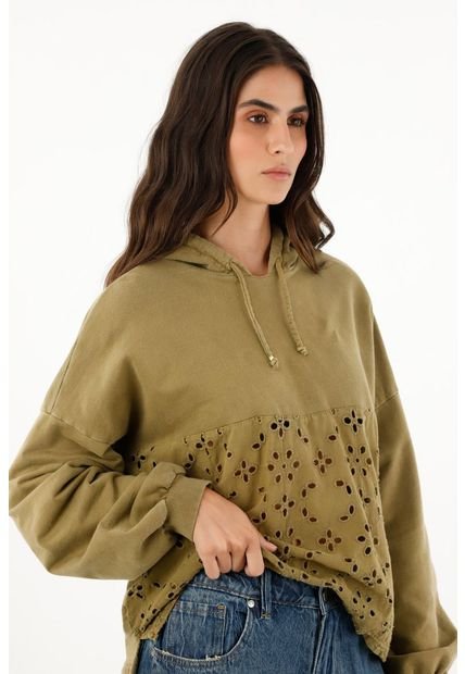 Buzo Verde Con Capucha Para Mujer