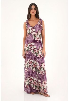 Vestido Largo Estampado De Flores Para Mujer