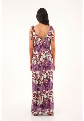 Vestido Largo Estampado De Flores Para Mujer