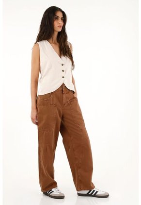 Topmark Pantalón Tiro Medio Con Teñido Overdye Para Mujer