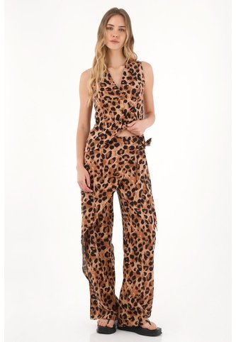 Topmark Pantalón Con Estampado De Animal Print Multicolor Para Mujer topmark