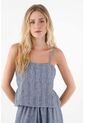 Topmark Camisa De Tiras Y Tela Fluida Azul Para Mujer de topmark