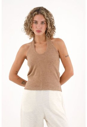 Topmark Camiseta De Tiras Que Anudan En Cuello Crudo Para Mujer