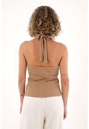 Topmark Camiseta De Tiras Que Anudan En Cuello Crudo Para Mujer