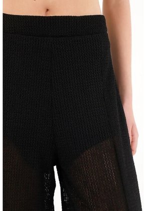 Topmark Pantalón Negro Con Aberturas En Frente Para Mujer