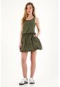 Topmark Vestido Corto Con Bolsillos De Parche Verde Para Mujer de topmark