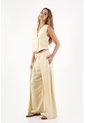 Topmark Pantalón Para Mujer De Lino Arena Palazzo Con Pliegues Frontales de topmark