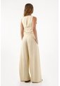 Topmark Pantalón Para Mujer De Lino Arena Palazzo Con Pliegues Frontales de topmark