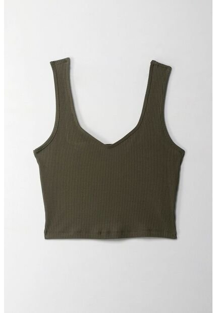 Topmark Camiseta Crop En Rib Verde Para Mujer
