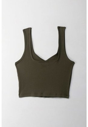 Topmark Camiseta Crop En Rib Verde Para Mujer