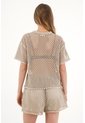 Topmark Camiseta Oversize En Tela Tipo Malla Café Para Mujer de topmark