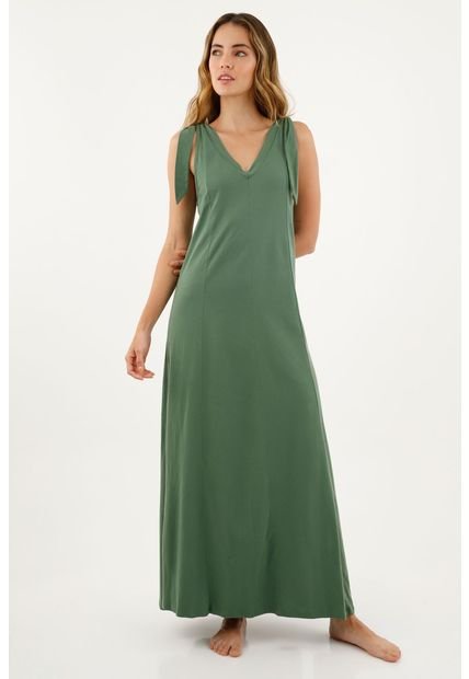 Vestido Verde Con Escote Para Mujer