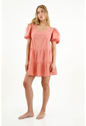 Topmark Vestido Naranja Con Cortes Para Mujer