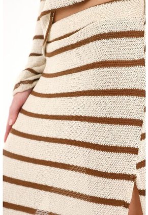 Topmark Falda Larga Tejida A Rayas Multicolor Para Mujer