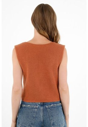 Topmark Chaleco Tejido Naranja Para Mujer