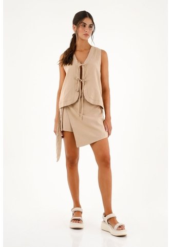 Topmark Falda Short Crudo Con Tapa Delantera Para Mujer topmark