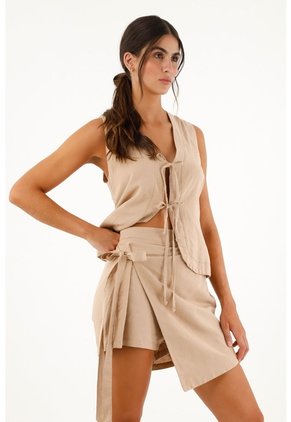 Topmark Falda Short Crudo Con Tapa Delantera Para Mujer