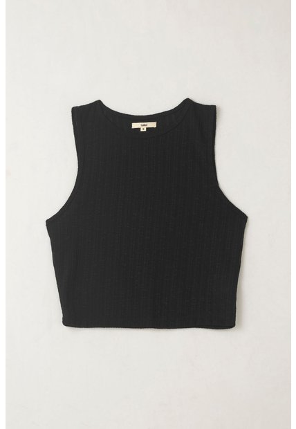 Topmark Camiseta Manga Sisa Tejida Negra Para Mujer