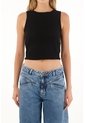 Topmark Camiseta Manga Sisa Tejida Negra Para Mujer de topmark