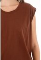 Camiseta Manga Sisa Con Prenses Café Para Mujer de topmark