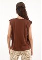 Camiseta Manga Sisa Con Prenses Café Para Mujer de topmark