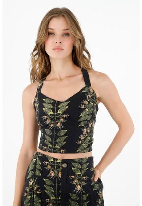 Topmark Camisa Negra Tipo Crop Top Para Mujer