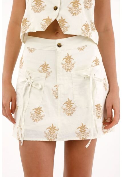 Topmark Falda Corta Con Listones Estampada Para Mujer