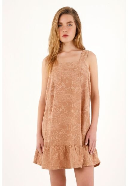 Topmark Vestido Corto Café De Tiras Y Bolero En Ruedo Para Mujer