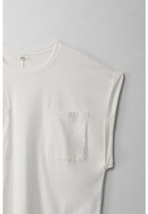 Topmark Camiseta Manga Sisa Con Bolsillo Crudo Para Mujer