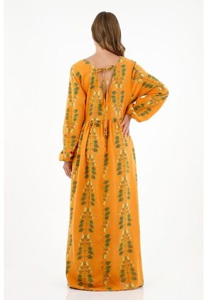 Topmark Vestido Manga Larga Naranja Para Mujer