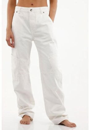 Topmark Pantalón Recto Crudo Con Bolsillos Laterales Para Mujer