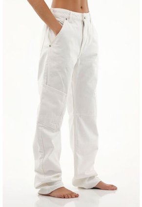 Topmark Pantalón Recto Crudo Con Bolsillos Laterales Para Mujer