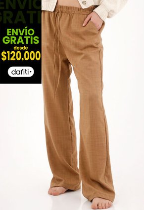 Topmark Pantalón Recto Con Cintura Elástica Café Para Mujer