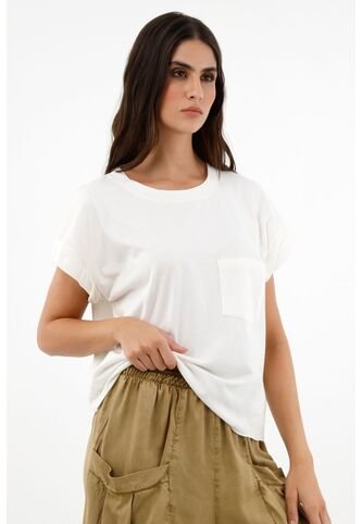 Topmark Camiseta Crudo Con Bolsillo Frontal Para Mujer topmark