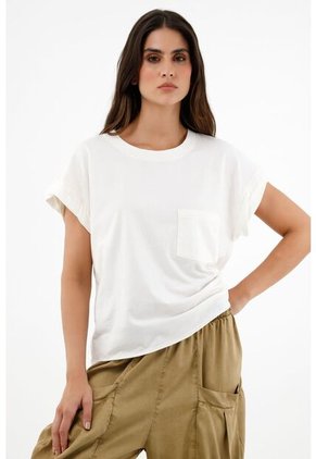 Topmark Camiseta Crudo Con Bolsillo Frontal Para Mujer