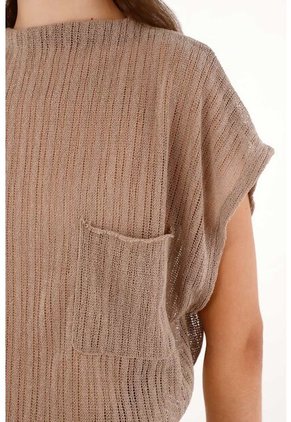 Topmark Camiseta En Tela Tejida Con Transparencia Café Para Mujer